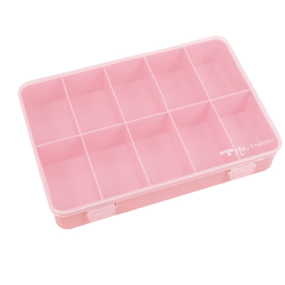 Craftelier - Organization Box with 10 Compartments for Scrapbooking and Crafts Materials | Dimensions 26.5 x 17.8 x 4.2 cm (10.4" x 7" x 1.65") - Pink