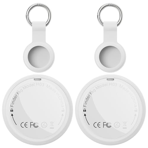 GPS Tracker Tag Pack of 2 – Smart Tag Compatible with Apple Where is? (iOS Only) with Protective Case, Waterproof Item Finder, Bluetooth Key Finder for Wallet, Luggage, Replaceable Battery