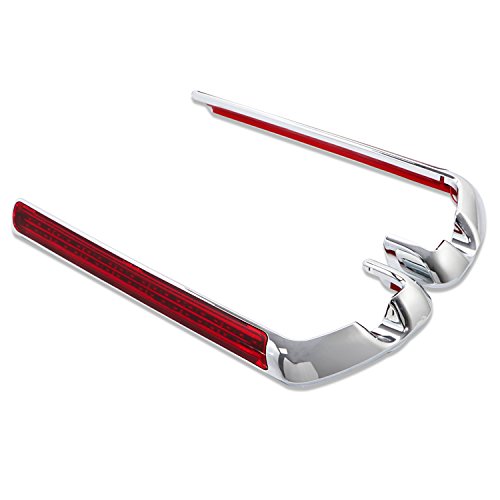Senkauto Chrome Saddlebag Red LED Side Marker Light Cover for Harley Touring Road Electra Street Glide 2014-2018