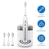 Sonic Electric Toothbrush with UV Sanitizer charging case,Rechargeable Power Electric Toothbrush 3 Brushing Modes with Memory Function, 2 Mins timer,3 DuPont Brush Heads,IPX7 Waterproof
