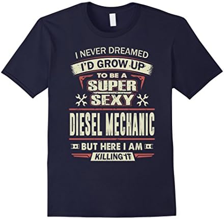 Mens Diesel Mechanic T-Shirt Large Navy
