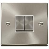 Click Deco VPSC412WH Double Light Switch Satin Chrome