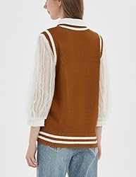 Gihuo Women's V Neck Trendy Sweater Vest Cable Knit