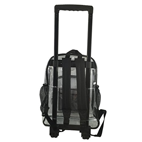 Rolling Clear Backpack Heavy Duty See Through Daypack School Bookbag with Wheels