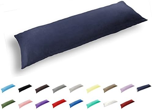 TAOSON 100% Cotton Body Pillow Case Cover,Pillow Case Protector, Cushion Cover with Zippers Only Cover No Insert(Navy Blue,21"x54"/51x140cm)