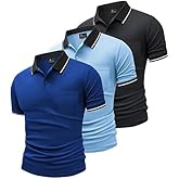 GEEK LIGHTING 3 Pack Mens Polo Shirts Short Sleeve Athletic Golf Polo for Men Casual Moisture Wicking T-Shirts with Pocket