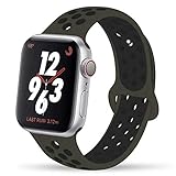 YC YANCH Greatou Compatible for Apple Watch Band 42mm,Soft Silicone Sport Band Replacement Wrist Strap Compatible for iWatch Apple Watch Series 3/2/1,Nike+,Sport,Edition,M/L,Khaki Black