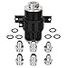 Billet Aluminum Inline Fuel Filter Petrol Filter Gas Filter with 30 micron Fitting Adapters Mounting Bracket AN6 AN8 AN10 Black
