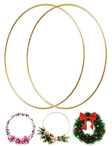 Large Metal Floral Hoop Wreath Macrame 12 Inch Gold Rings for Making Christmas Wedding Decor Dream Catcher Wall Hanging Embroidery Craft, Pack of 2 - Thumbnail 6