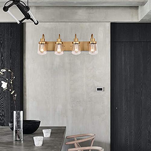 YAOHONG Modern Bathroom Vanity Light 4Lights Lamp in Brushed Brass