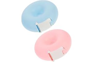 minkissy Cute Tape Dispenser, 2PCS Tape Holder Donut Shape Mini Tape Dispenser Eyelash Tape Dispenser Home School for Women Kids Pink Blue