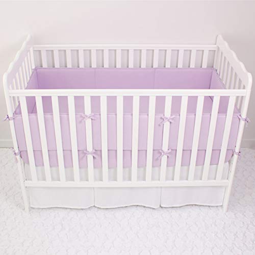 CaSaJa Napping Microfiber Crib Bumper Pads Protector, Soft and Breathable for Baby Boys and Girls, Fits Standard Size Crib and Toddler Beds 28in x 52in, Machine Washable, Lilac Color