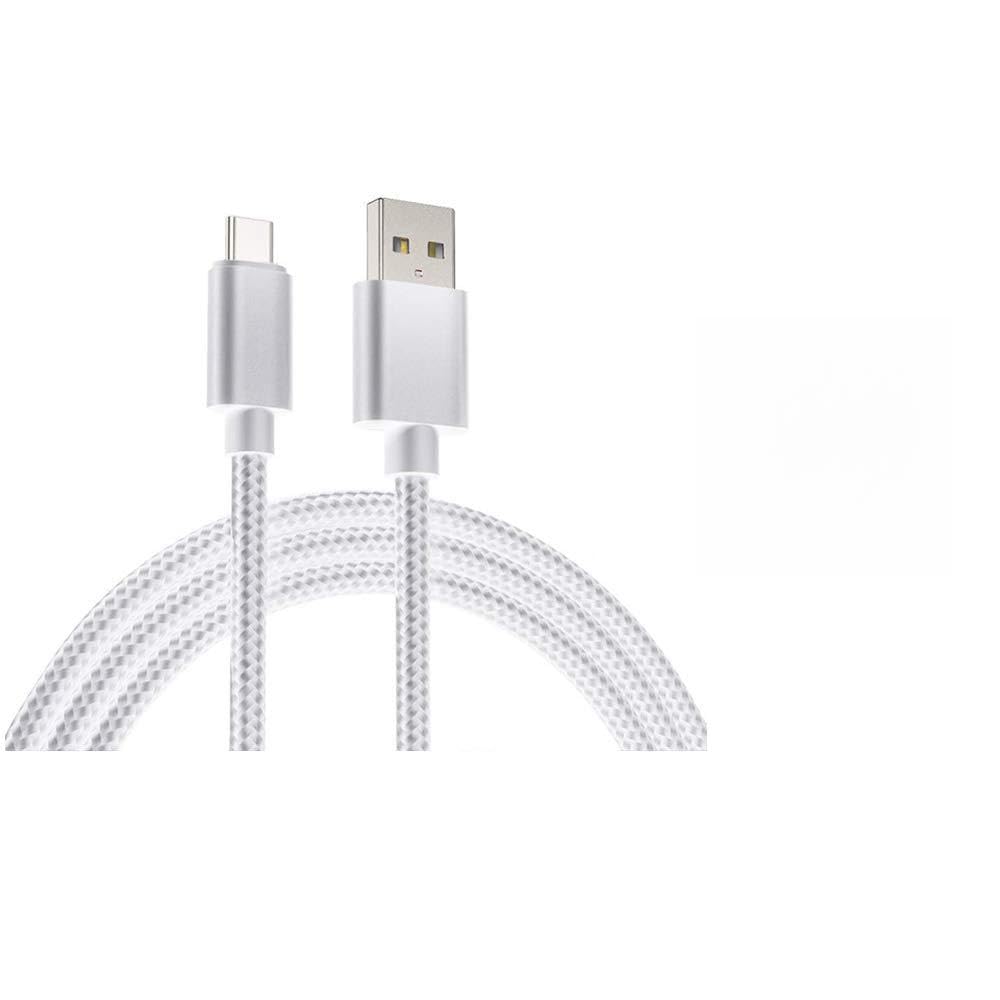 USB Type-C to USB-A 2.0 Male Cable 1 Meter - USB Type C Charging Cable Nylon Braided USB C Sync Cable for Galaxy S10/S9/S8+/S8 1M Nylon Braided USB C Fast Charging Cable for Samsung Silver 2 PACK
