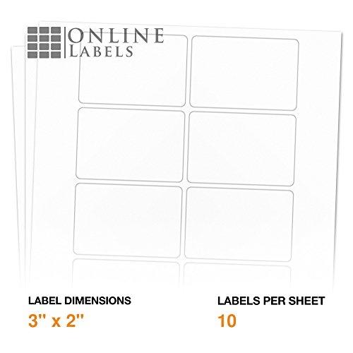 Online Labels - 3" x 2" Rectangle Labels - Pack of 1,000 Labels, 100 Sheets - Inkjet/Laser Printer