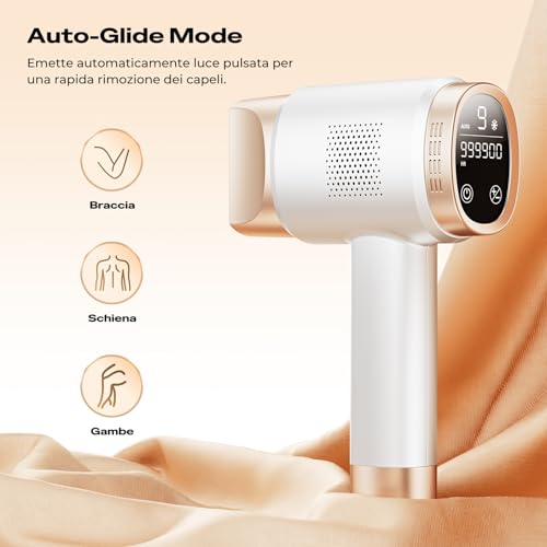 21J Pulsed Light Epilator with Ice Cooling 8 ° C, 9 Levels Laser Epilator and Red Light 600 NM, Touchscreen Pulsed Light Epilator for Men, Women, Face, Arms, Bikini Area, Body