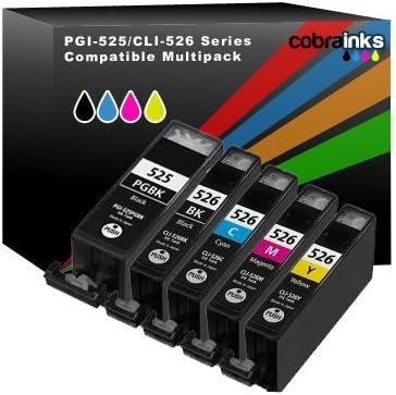 Cobra Inks CLI-526 PGI-525 Ink Cartridges 5 Pack for Canon Pixma MG MX IX