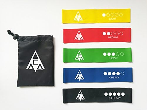 AMZcAZ Five Strength Level Resistance Loop Exercise Bands by with Carry Bag, Set of 5