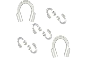 20pcs Adabele Authentic Sterling Silver Hypoallergenic Small Wire Guard Thread Protector Loop Guardian Cable Thimble (Hole 0.6mm) for DIY Craft Jewelry Making SS367