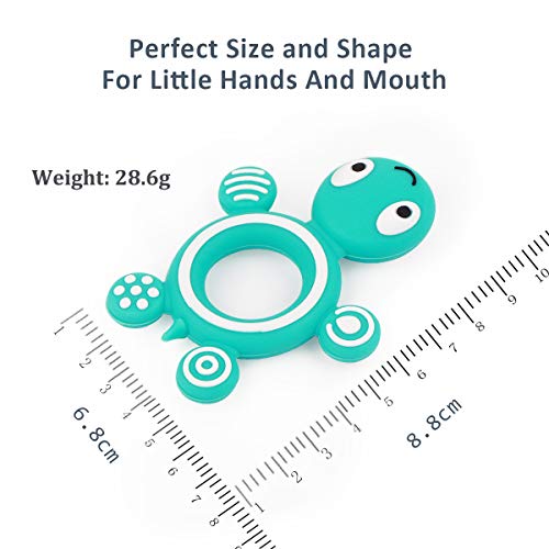 MCGMITT Pacifier Clip with Turtle Teether Silicone, Baby Teething Beads Relief Toys for Girls or Boys, Soothie Pacifier Holder & Binky Clips, Best