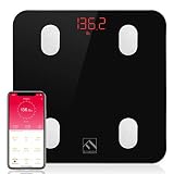 FITINDEX Bluetooth Body Fat Scale, Smart Wireless BMI Bathroom Weight Scale Body Composition Monitor Health Analyzer with Smartphone App for Body Weight, Fat, Water, BMI, BMR, Muscle Mass - Black