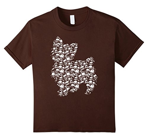 Kids YORKIE POO Bone Skull Skeleton T-shirt Dog Costume 4 Brown