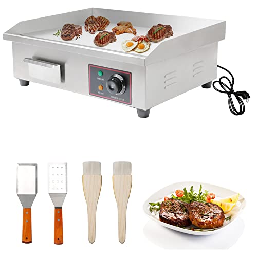 22" Electric Countertop Flat Top Griddle, 110V 3000W NonStick
