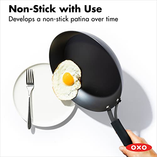 OXO Obsidian PreSeasoned Carbon Steel, 10" Frying Pan Skillet with