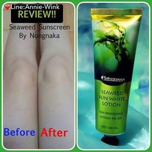3 Tubes X 14 Days Result 100ml. Nongnaka Seaweed Sun Whitening Lotion Spf60 UVA and UVB Protection