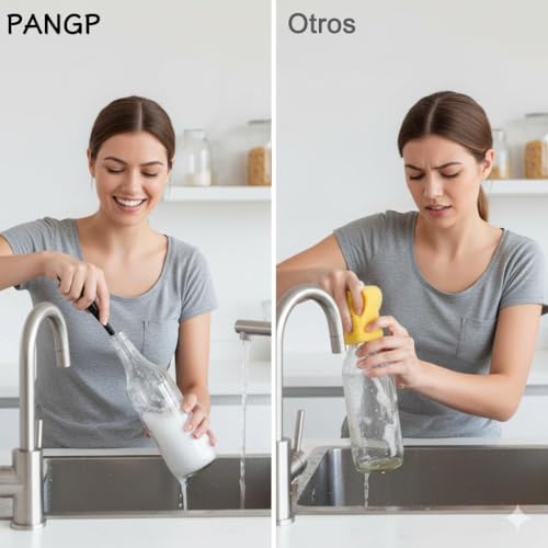9 Piezas Cepillos de Limpieza para Botellas, Cepillo para Lavar Botellas Multifunción con Orificio para Colgar, Cepillo de Tubo de Pajitas de Nylon para Botella, Biberones, Termos,Tarros,Tapones-Negro