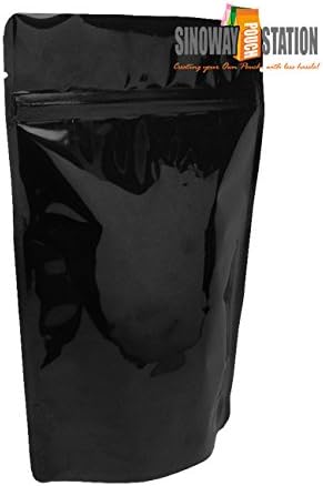 Black foil Stand Up Zip Pouch (12-16 OZ) (250 ct) (Black)