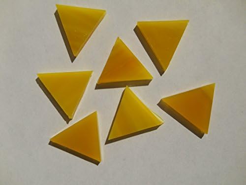FortySevenGems 50 Pieces Yellow Stained Glass Mosaic Triangle Tiles 1 Inch