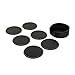 Accmart Set of 6 PU Leather Coasters Cup Mats with Holder Home Office Hotel Use,4.33inch(Black)