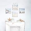 Coastal Artwork Beach Wall Art: Starfish & Chairs on Sand Painting with Word Picture on Canvas for Living Room (12” x 12…