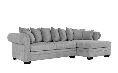 Modern Large Fabric Sectional Sofa, L-Shape Couch with Extra Wide Chaise Lounge (Light Grey)