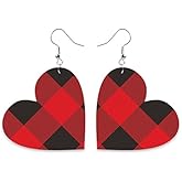 Leather Heart Earrings for Women Colorful Heart Shape Rainbow Love Tie-Dye Plaid Leopard Print Dangle Earrings