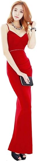 Kimberley ワンピース ノースリーブ ロング丈 M 赤 ラインストーン ロングドレス ドレス セクシー スリット パーティードレス 通販 Amazon