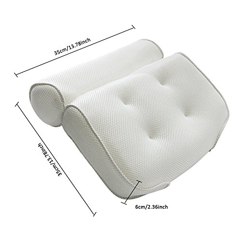 S WIDEN ELECTRIC 3D Mesh Bathroom Bathtub Pillow,Resilient and Breathable,with Suction Cup Backrest and Headrest Bath Cushion