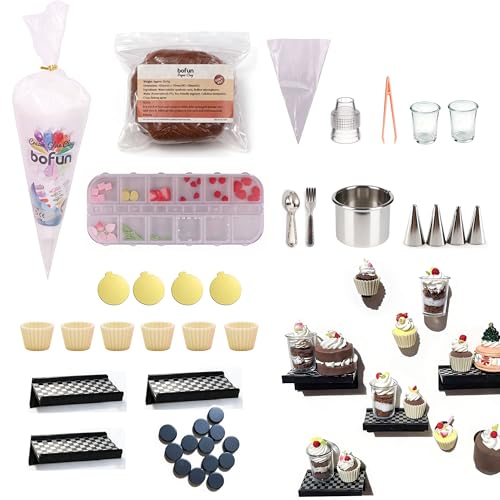 BoFUN DIY Miniature Dessert Fridge Magnet Craft Kit, 1:12 Scale Craft Set for Adults Teens, Handmade Supplies with Magnetic Backing, Home Decor Birthday Gift