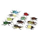 12pcs Plastic Insect Beetle Model Toy Multi-color