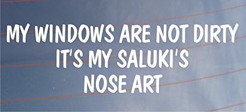 Car Sticker MY WINDOWS NOT DIRTY IT'S MY SALUKI'S NOSE ART Funny Bumper Decal
