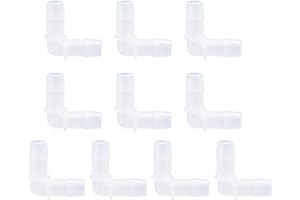 COBETTER 10Pcs 1/4" Hose Barb 90 Degree Elbow L Fitting, Pharmaceutical Polypropylene PP Equal Barbed Joint Splicer Mender Union Adapter Hose Fitting