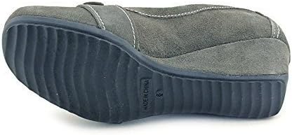 Kelly and Katie Sandro Women's Regular Suede Classic Slip On Chunky Heel Dress Shoes (9, Gray)