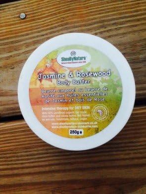 Jasmine & Rosewood Body Butter with Organic Unrefined Fairly-traded Shea Butter, Cocoa Butter and Vitamin E (250g)