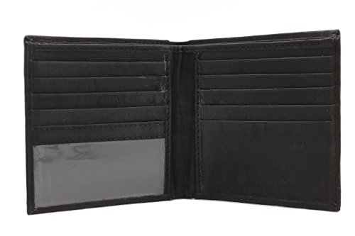 Genuine Leather Euro Size Bi-Fold Wallet for Men with 10 Credit Card Slots JTC-51-29 (Black)