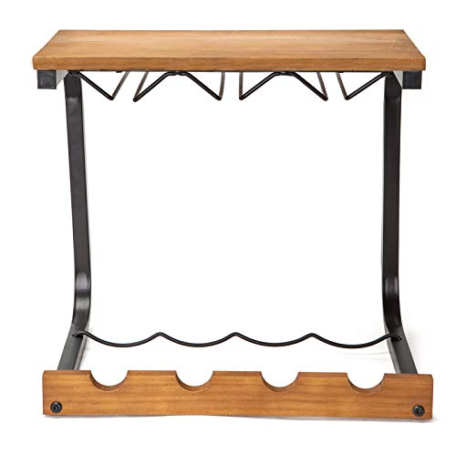 image for Soduku Wine Rack Wall Mounted Handmade Metal & Wood Wine Countertop Ra