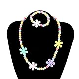 Kids Jewelry Colorful Flower Fashion Jewelry for Girls Necklace Bracelet Set For Little Girls Children