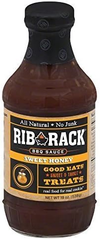 Rib Rack BBQ Sauce 19oz Bottle (Pack of 4) Select Flavor Below (Sweet Honey) by Rib Rack