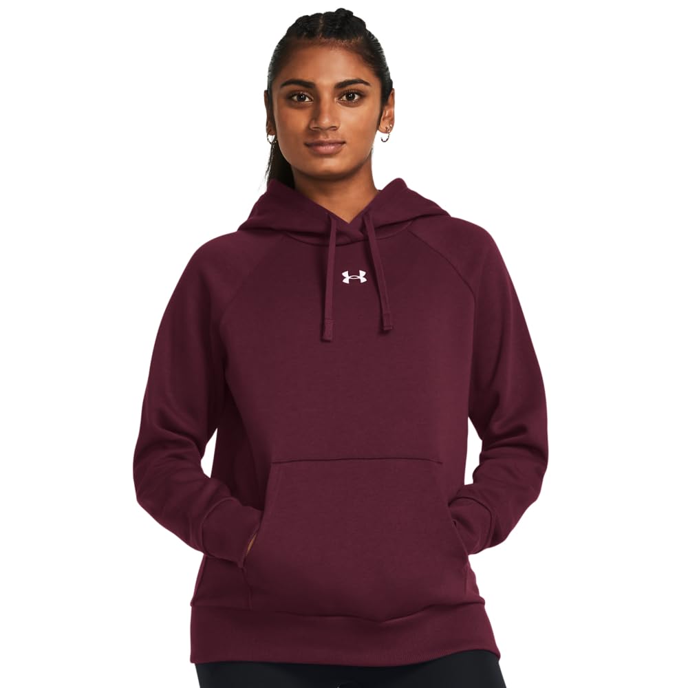 Under Armour Womens Rival Fleece Hoodie, (609) Maroon / / White, Small Image