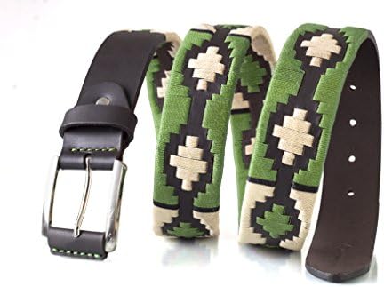 Colombian Leather Deluxe Polo Belt Hand Woven Embroidery - Las Praderas Design (40)