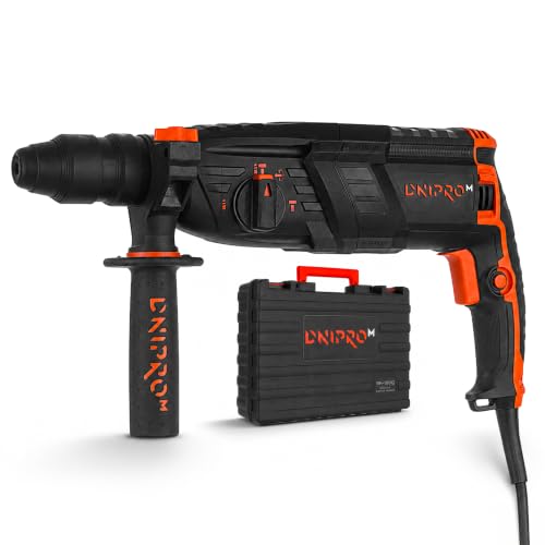 Dnipro-M SDS-Plus 880W Drill Hammer with Quick Change Chuck 2-13 mm, 3 Working Modes, 2.8J, 4850 ipm, 1150 rpm, Drilling up to 26 mm in Concrete, Case RH-100Q